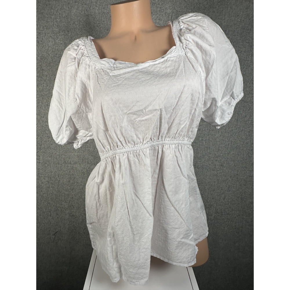 Michelle‎ McDowell Womens Top Large Peasant Short Puffy Sleeve Boho Cottagecore